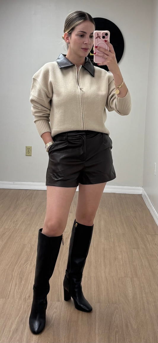 Capuchino leather short