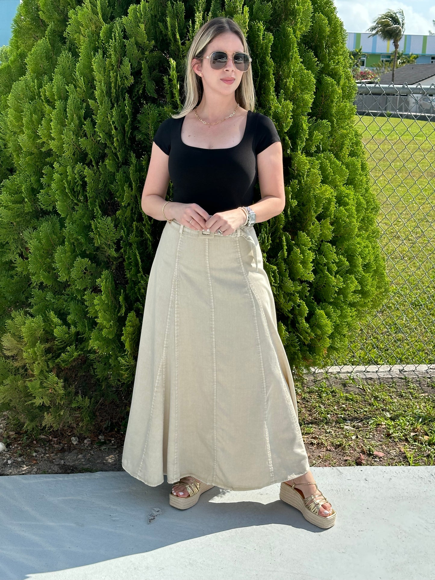 Mustard maxi skirt