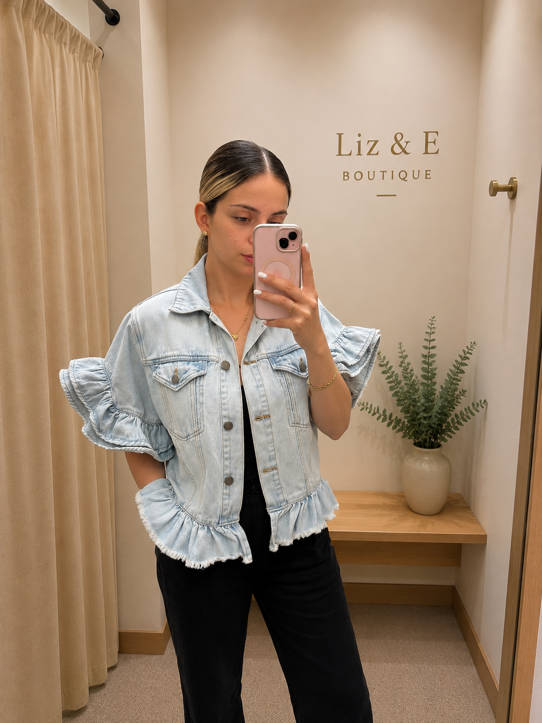 Ruffle denim jacket