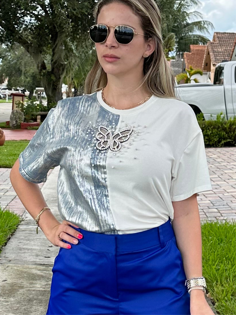 Silver butterfly shirt