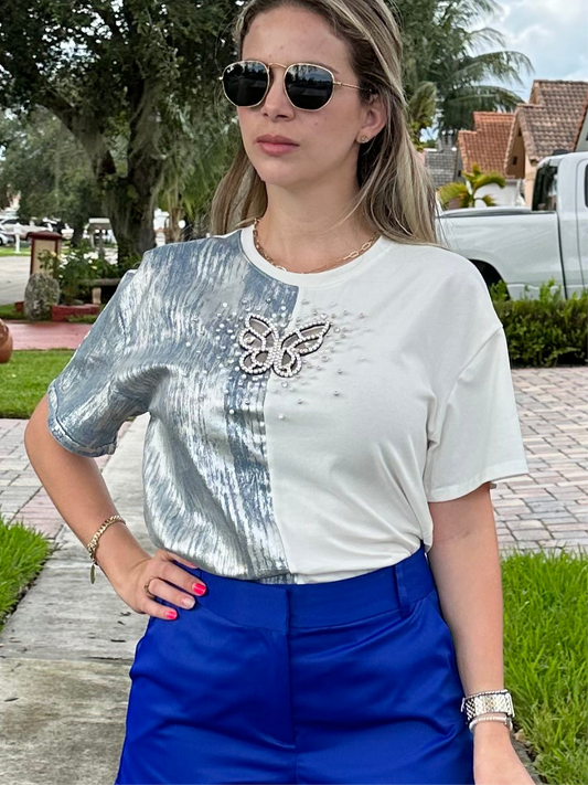 Silver butterfly shirt