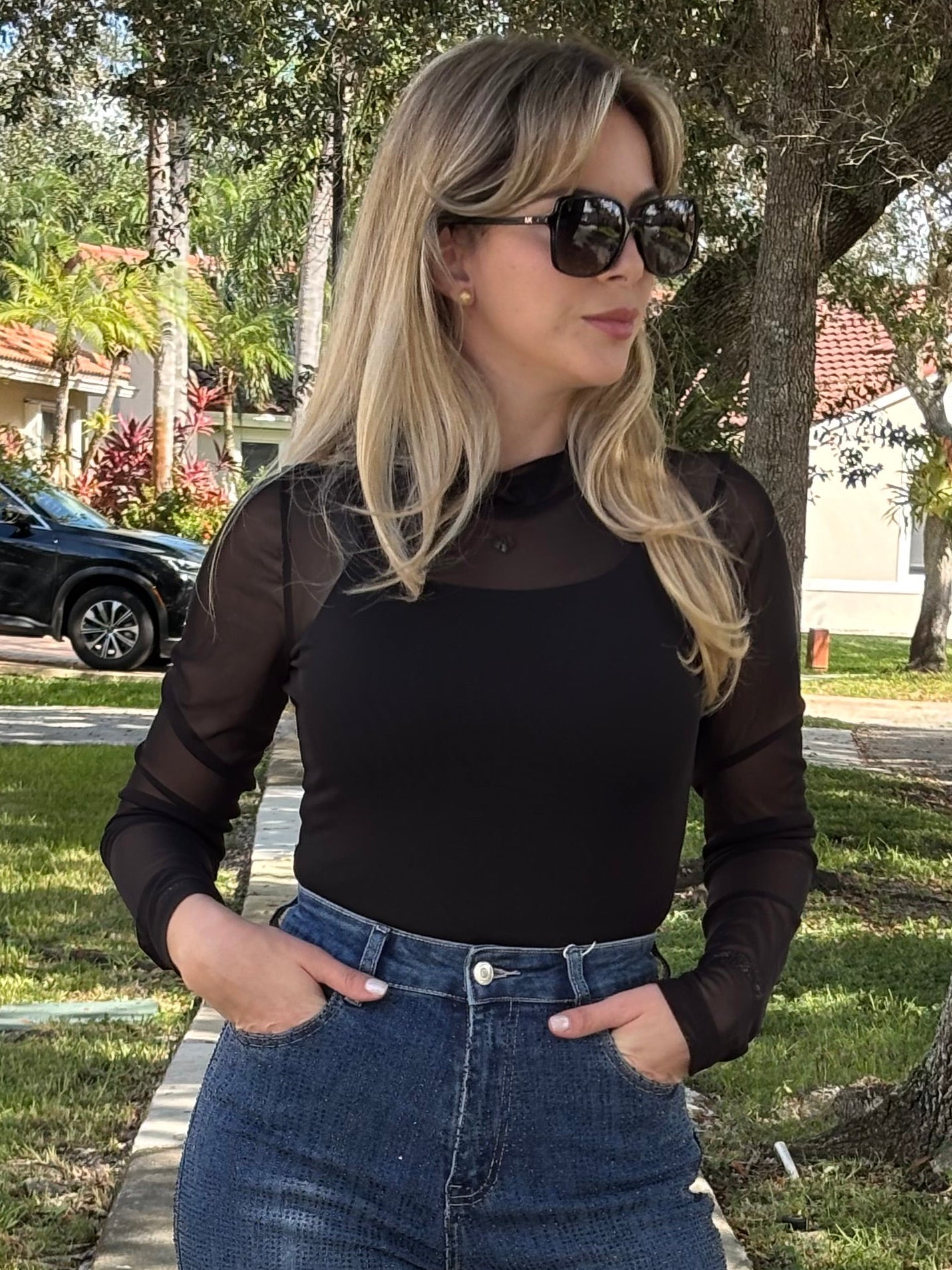 Long sleeve mesh bodysuit