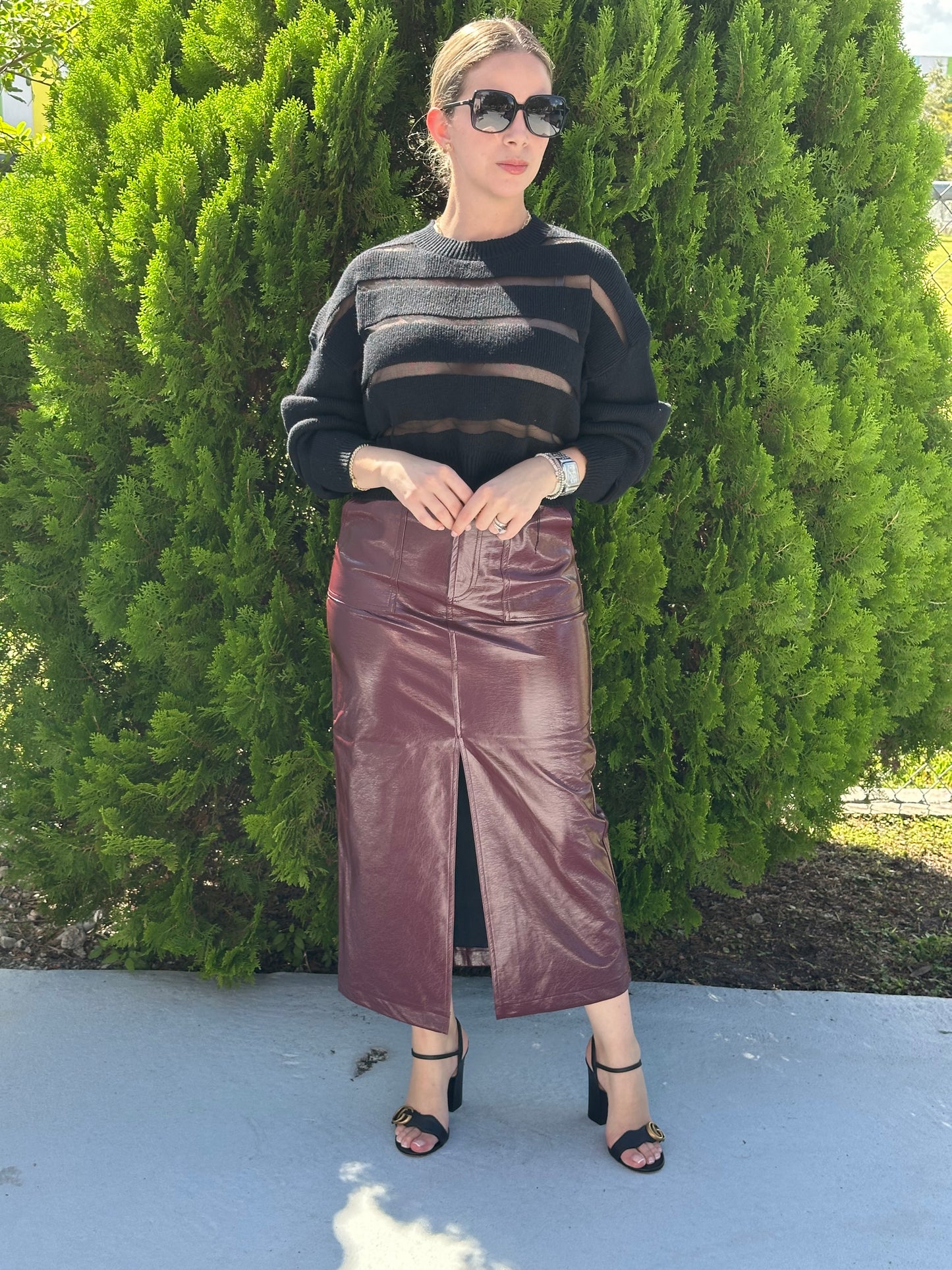 Burgundy Leather skirt