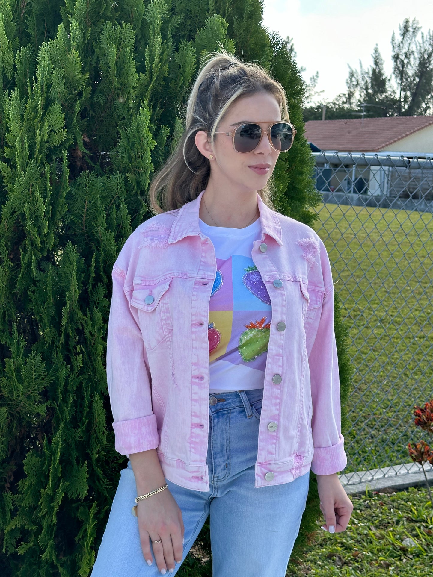 Pink denim oversize