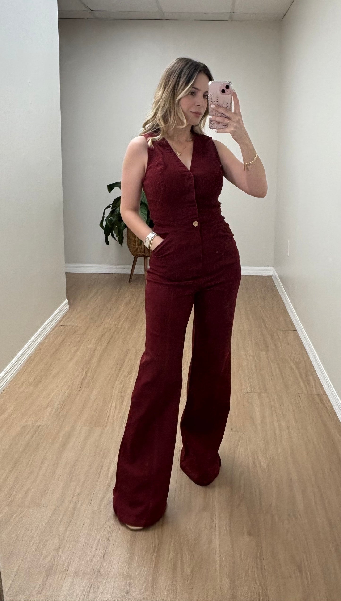 Jumpsuit Burgundy denim