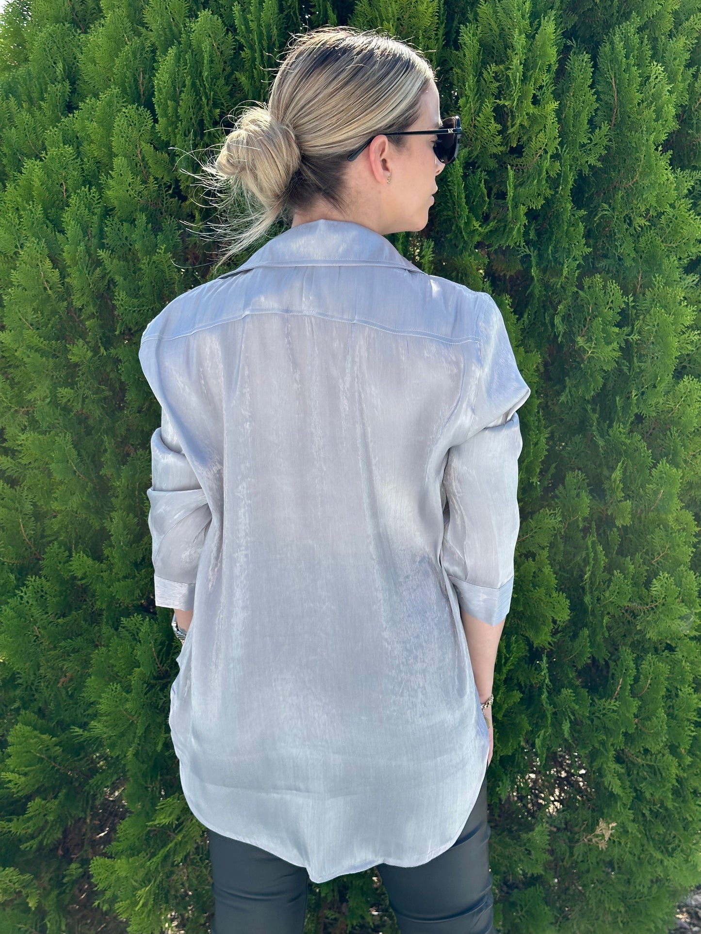 Silver over size shirt
