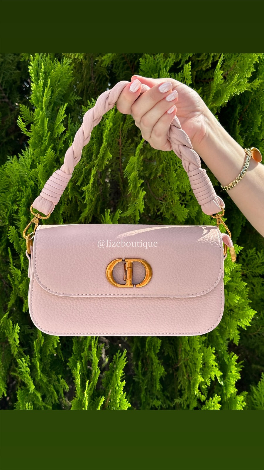 CD blush braided shoulder bag