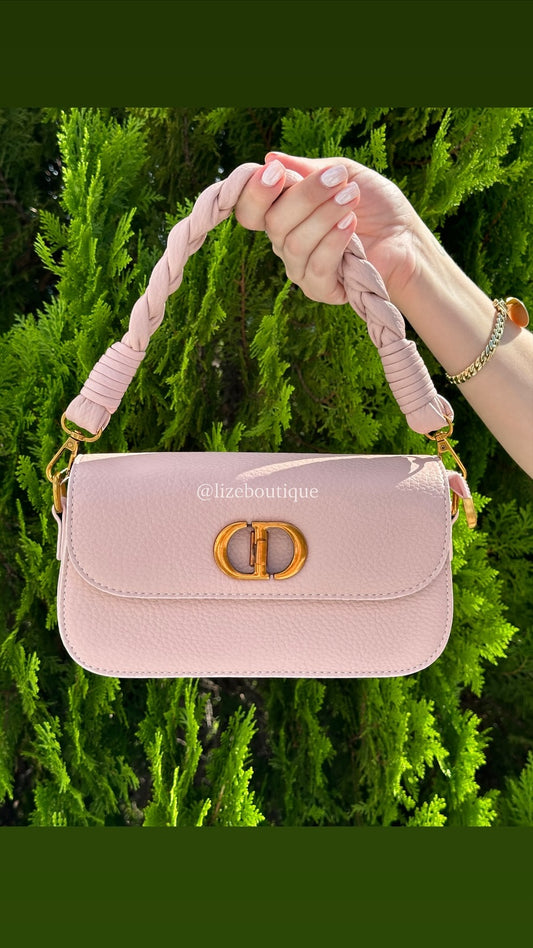 CD blush braided shoulder bag