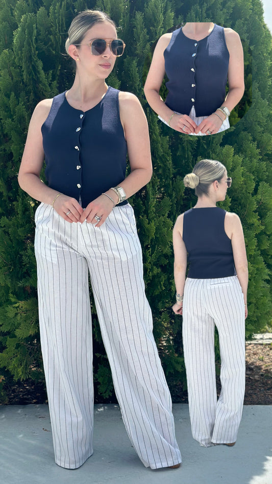 Striped linen pants