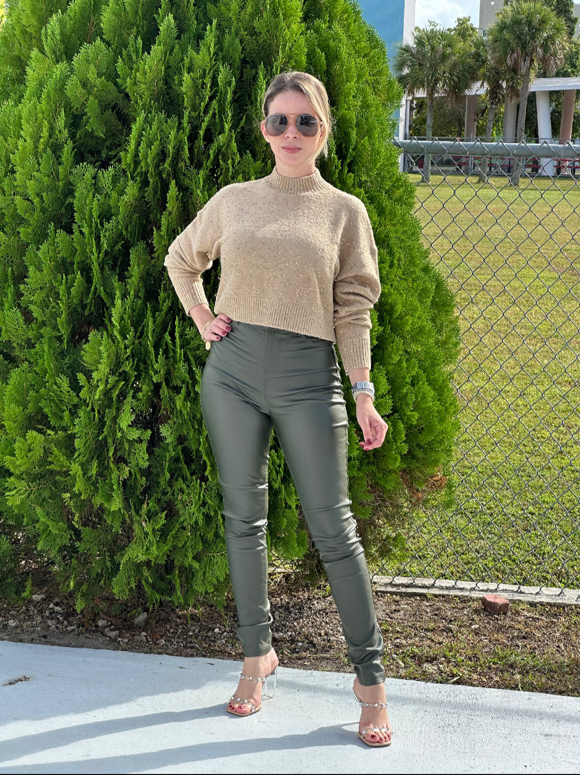 Leather skinny pants