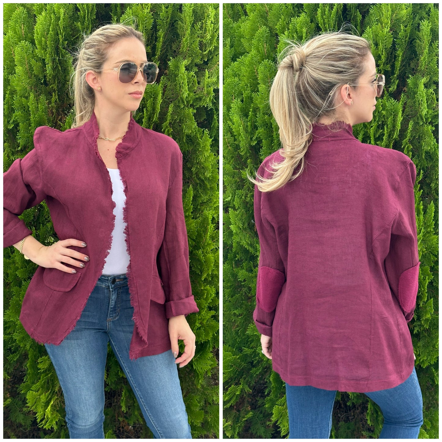 Burgundy linen jacket