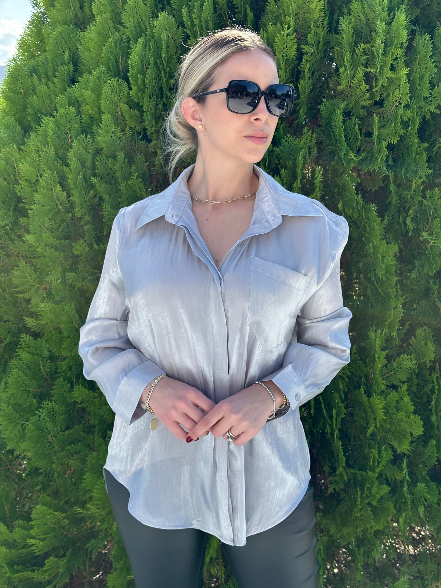 Silver over size shirt