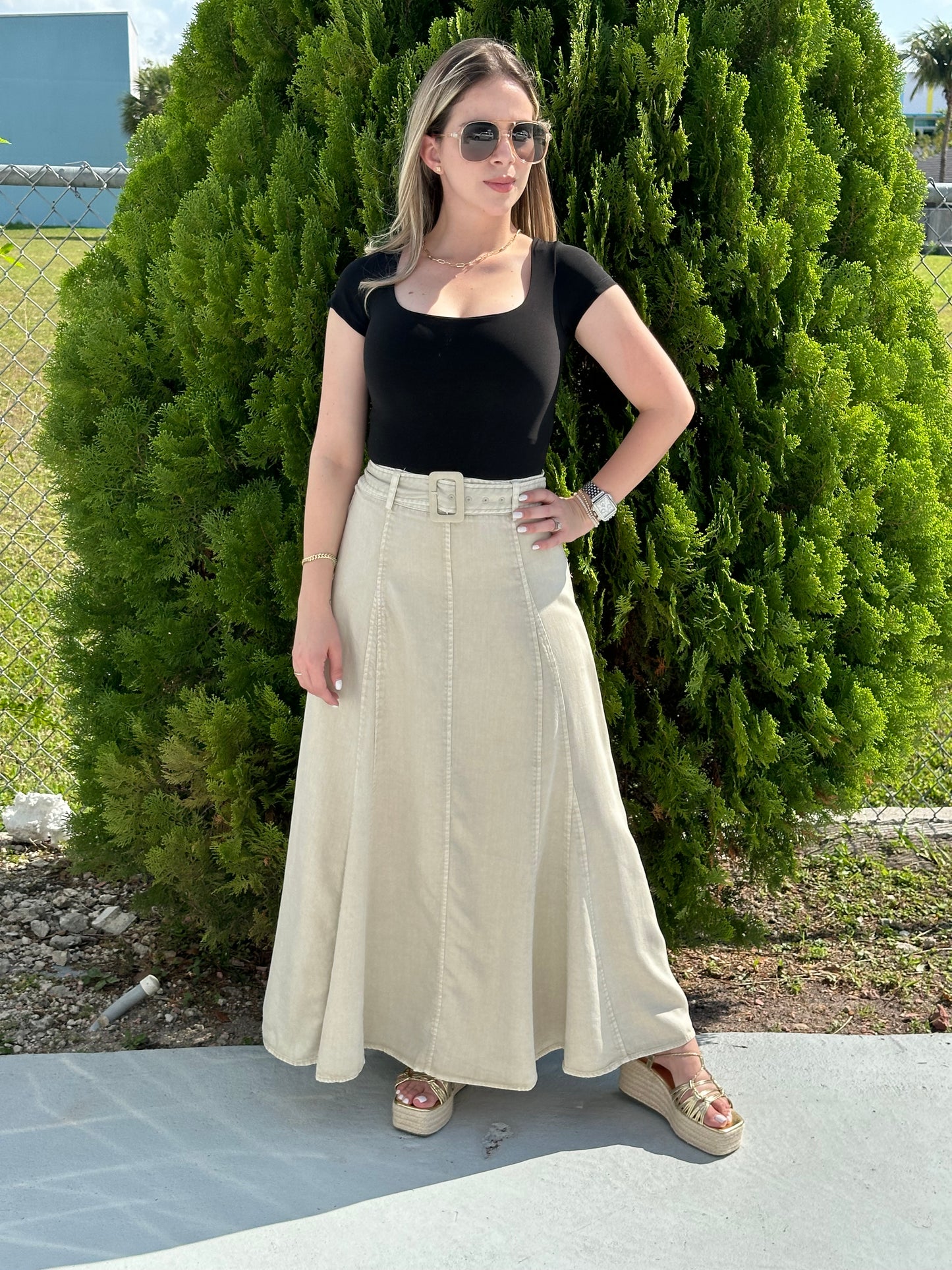 Mustard maxi skirt