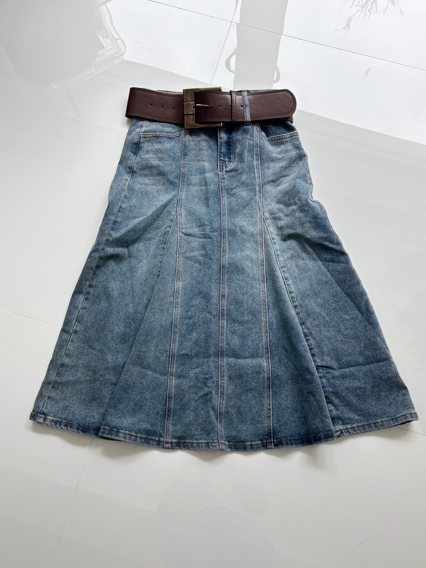 Denim midi skirt
