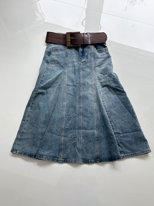 Denim midi skirt