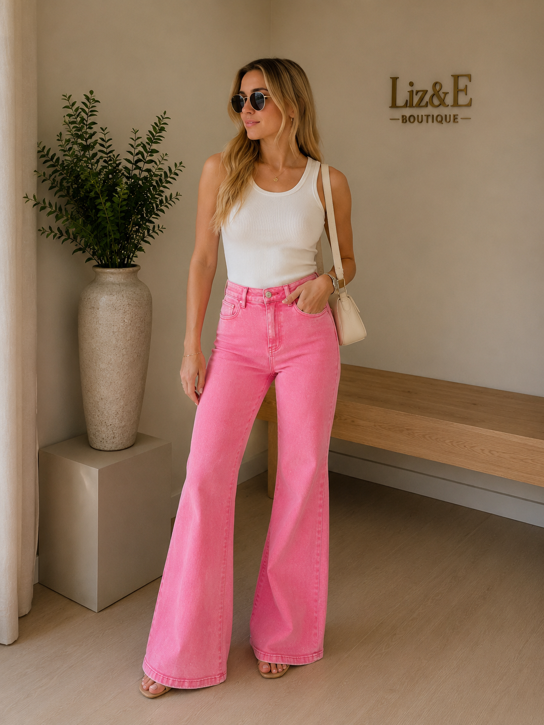 Pink flare jean