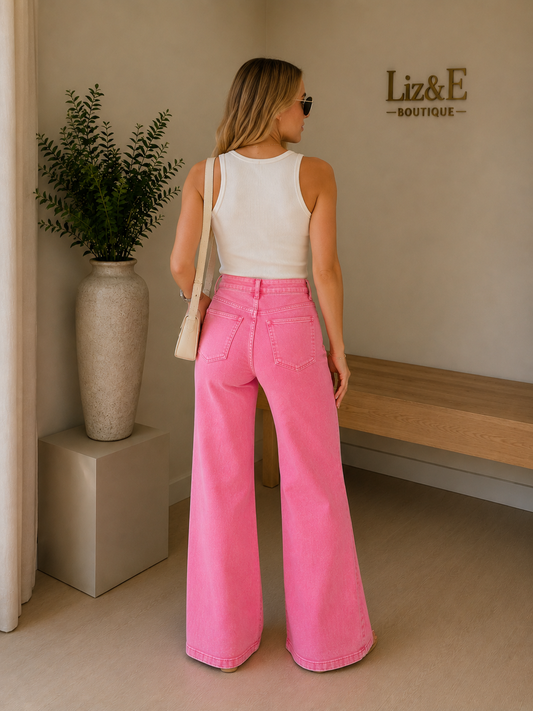 Pink flare jean