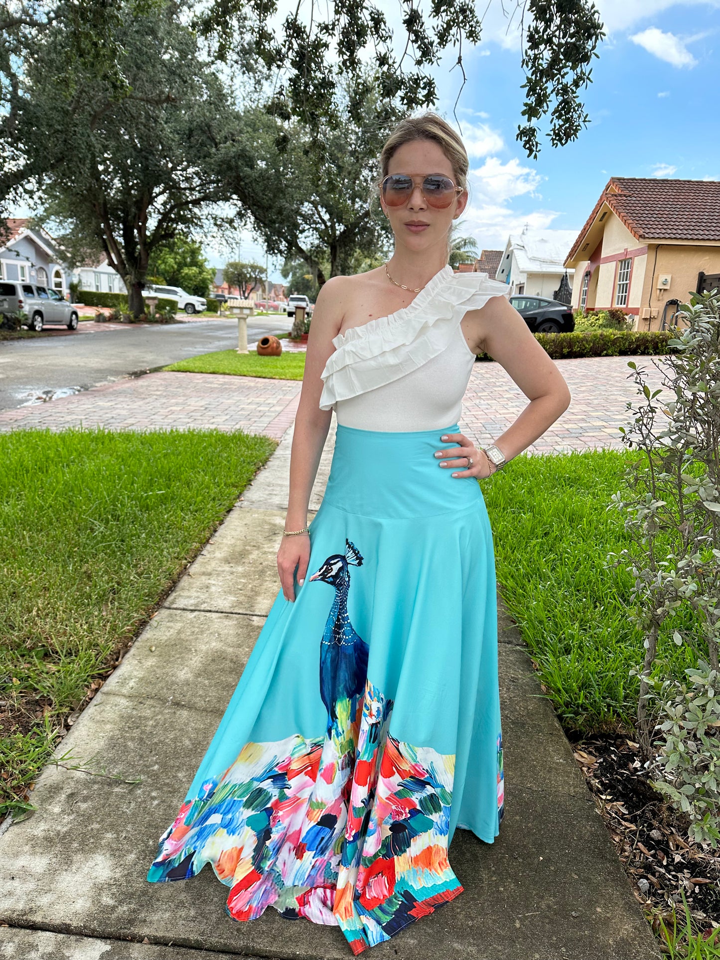 Peacock maxi skirt