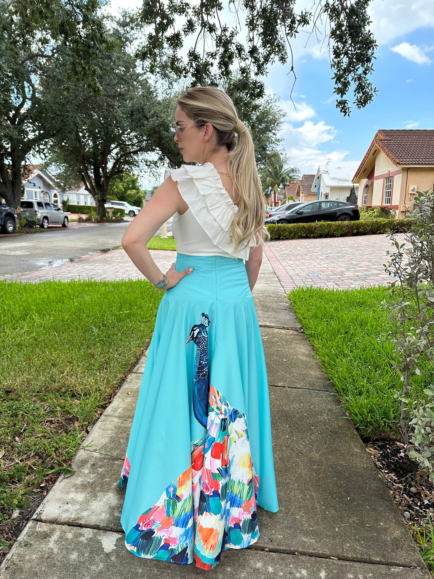 Peacock maxi skirt