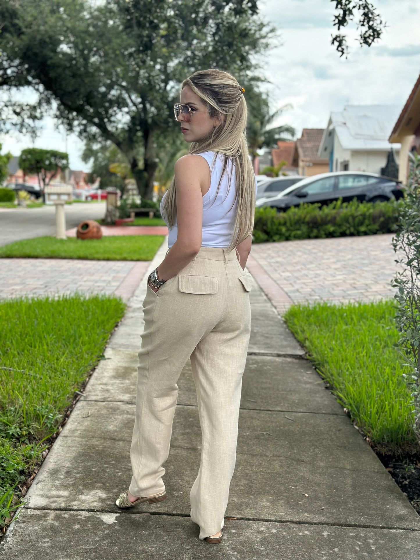 Sand linen pants