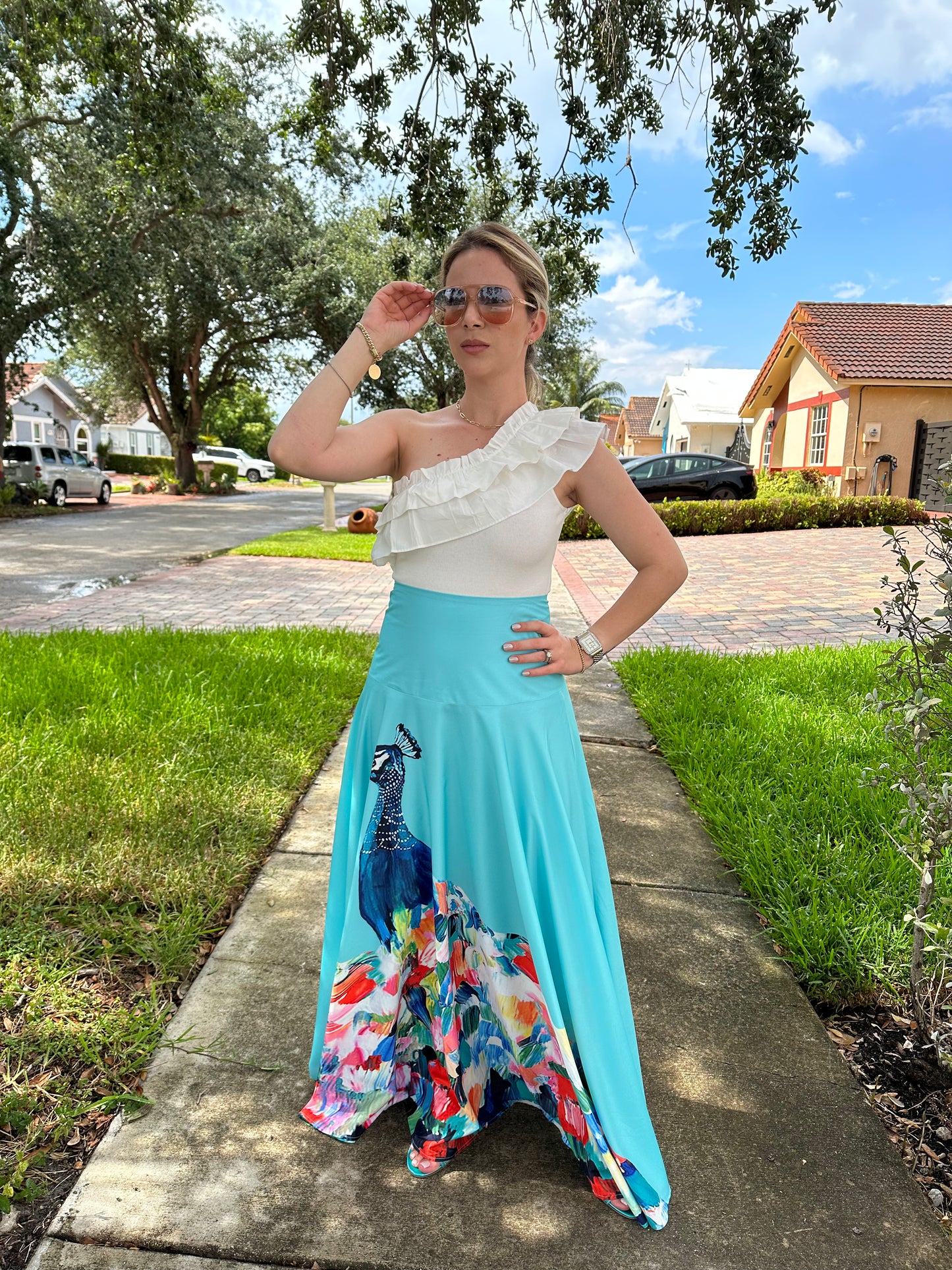 Peacock maxi skirt