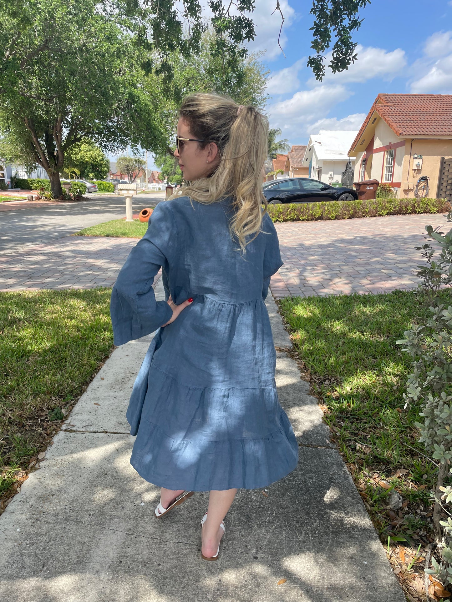 Lino dress Navy